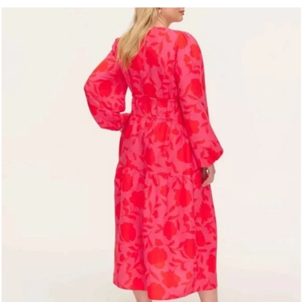 kate spade new york x Target Rose Linen Long Sleeve Maxi Dress, Pink/Red, Med - Picture 2 of 6